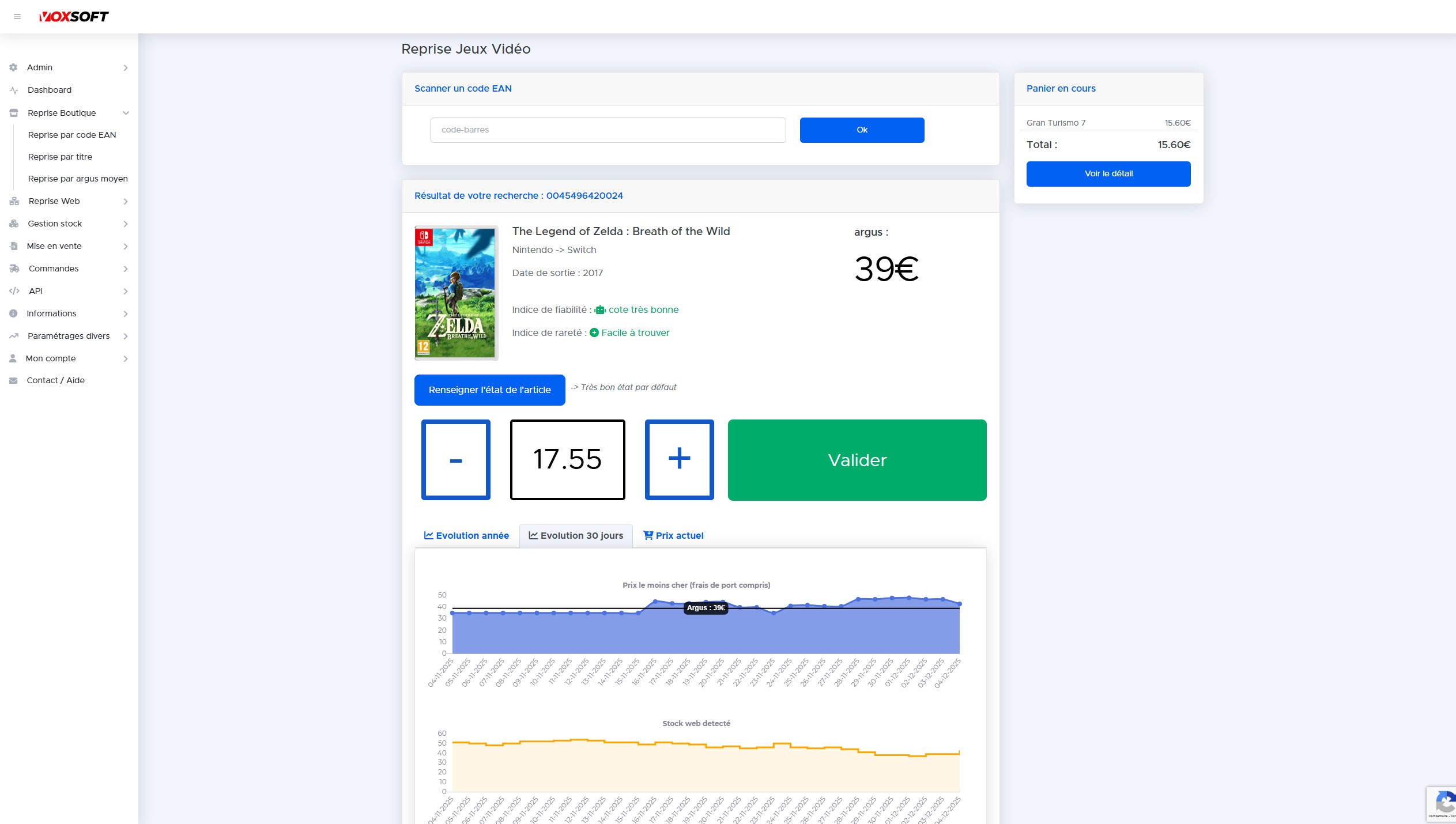 Fiche argus jeux vidéo VoxSoft avec prix, historique et indice de fiabilité.