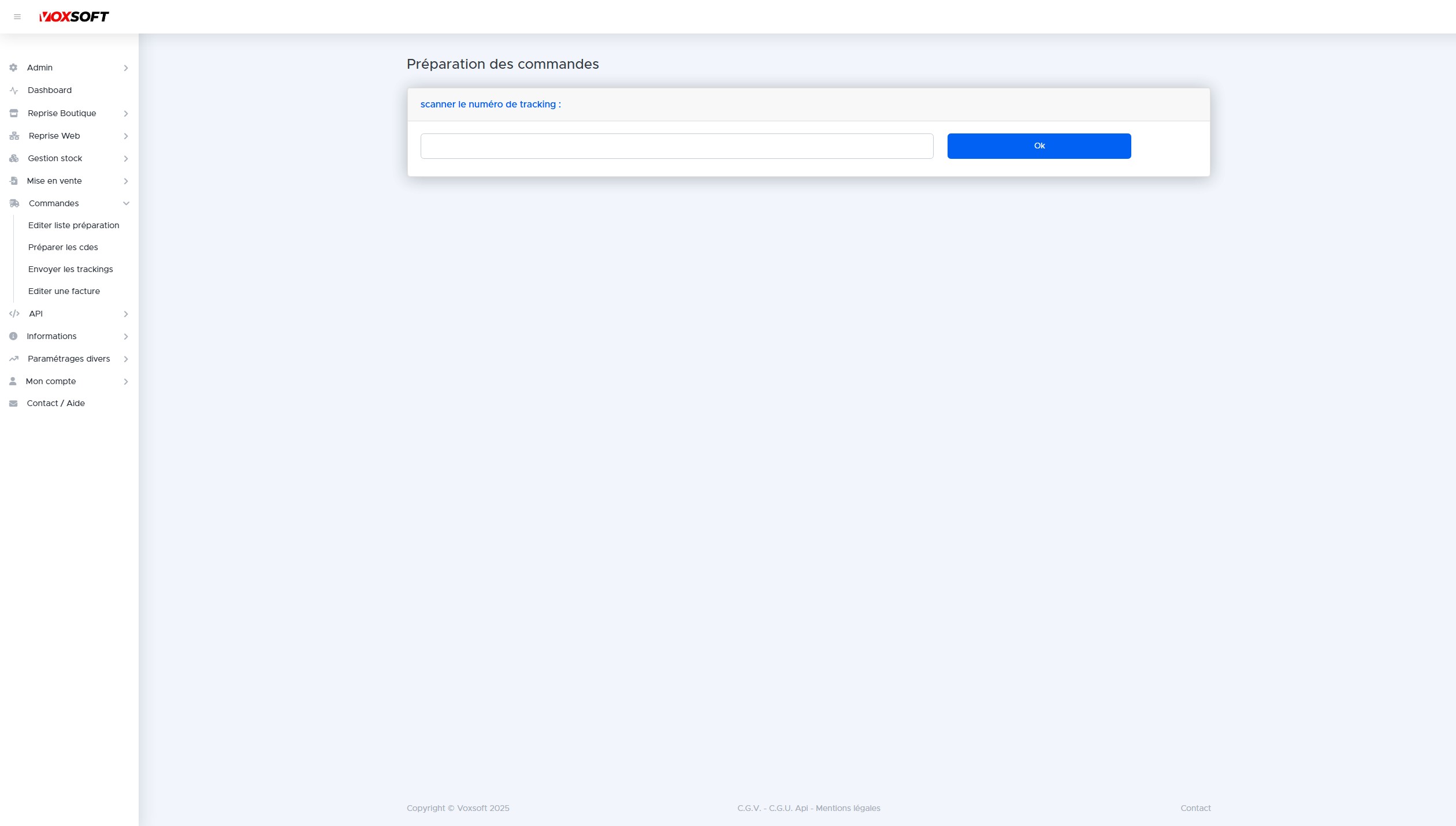Écran de saisie du numéro de tracking pour lettre suivie.